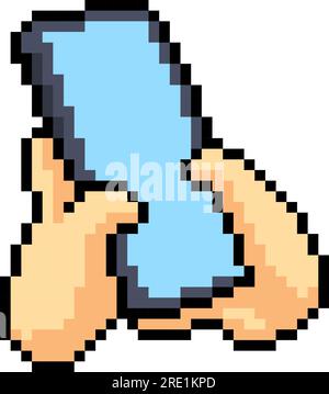 Pixel Art Smartphone verwenden. Cartoon-Vektor für Mobiltelefone Stock Vektor