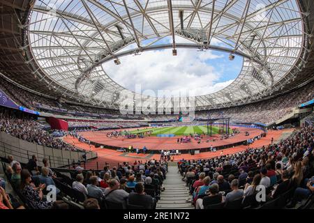 Ein allgemeiner Einblick in das London Stadium während des London Athletics Meet, Wanda Diamond League Meeting am 23. Juli 2023 im London Stadium in London, England Stockfoto