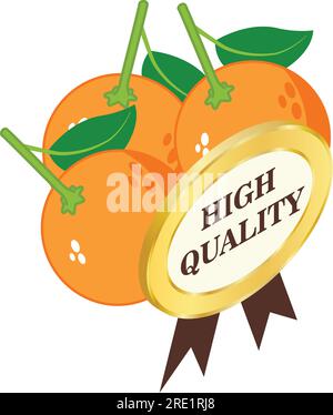 Isometrischer Vektor des orangefarbenen organischen Symbols. Frisches, reifes Orange und hochwertiges Schild. Qualitätskonzept, Essen, exotische Früchte Stock Vektor
