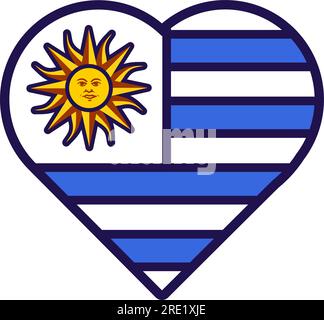 Patriot Heart in den Farben der nationalen Uruguay-Flagge. Festliches Element, Attribute des Uruguay Independence Day. Cartoon-Vektorsymbol in den nationalen Farben von Coun Stock Vektor