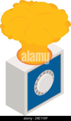 Isometrischer Vektor des Symbols für nukleare Explosion. Atombombenexplosion, radioaktive Wolke. Pilzwolke, Atomkrieg, Apokalypse Stock Vektor