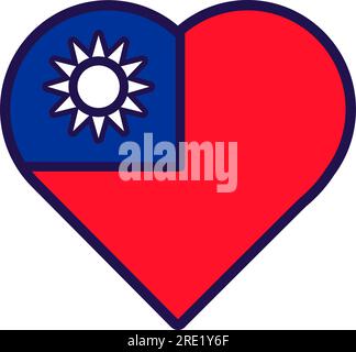 Patriot Heart in den Farben der nationalen Taiwan-Flagge. Festliches Element, Attribute des Taiwan Unabhängigkeitstages. Cartoon-Vektorsymbol in den nationalen Farben des Countr Stock Vektor