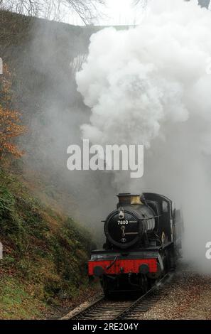 „Lydham Manor“ (läuft als Klassenpionier 7800 „Torquay Manor“) am Greenway Tunnel. Stockfoto