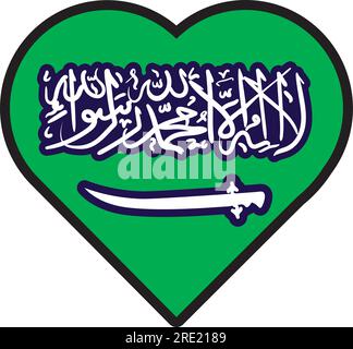 Patriot Heart in Saudi-arabischen Nationalfarben. Festliches Element, Attribute des Saudi-Arabischen Unabhängigkeitstages. Cartoon-Vektorsymbol in National Colo Stock Vektor