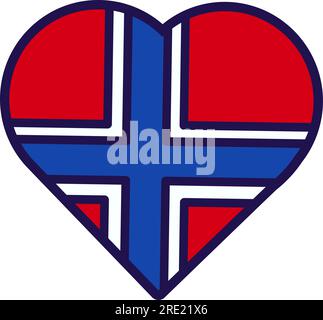 Patriot Heart in den Farben der nationalen Bouvet-Flagge. Festliches Element, Attribute des Bouvet-Unabhängigkeitstages. Cartoon-Vektorsymbol in den nationalen Farben des Countr Stock Vektor
