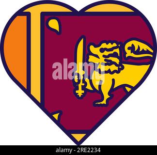 Patriot Heart in den Farben der nationalen Sri-Lanka-Flagge. Festliches Element, Attribute des Sri-Lanka-Unabhängigkeitstages. Cartoon-Vektorsymbol in den nationalen Farben von Stock Vektor