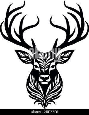 Hirsch-Logo, toller einfacher Vektor des Hirsches, „Great for Your Hunting“-Logo, Aufkleber. EPS 10 Stock Vektor