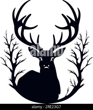 Hirsch-Logo, toller einfacher Vektor des Hirsches, „Great for Your Hunting“-Logo, Aufkleber. EPS 10 Stock Vektor