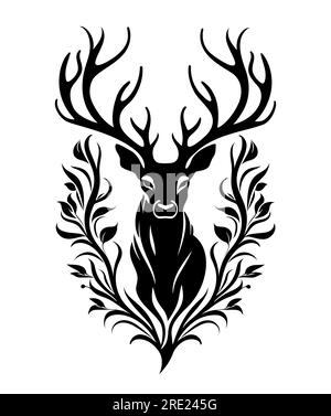 Hirsch-Logo, toller einfacher Vektor des Hirsches, „Great for Your Hunting“-Logo, Aufkleber. EPS 10 Stock Vektor