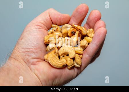 Geröstete und gesalzene natürliche Kaschu-Nüsse Stockfoto