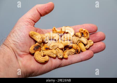 Geröstete und gesalzene natürliche Kaschu-Nüsse Stockfoto