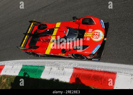 FERRARI AF CORSE, Ferrari 499p, Pier Guidi A. Calado J. Giovinazzi A. auf der Rennstrecke während des FIA WEC-Rennens in Monza, 7-9. juli 2023 Stockfoto