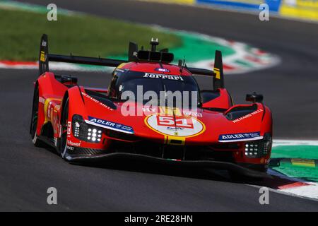 FERRARI AF CORSE, Ferrari 499p, Pier Guidi A. Calado J. Giovinazzi A. auf der Rennstrecke während des FIA WEC-Rennens in Monza, 7-9. juli 2023 Stockfoto