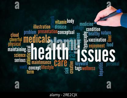 Word Cloud mit Gesundheitsproblemen Konzept nur mit Text erstellen. Stockfoto