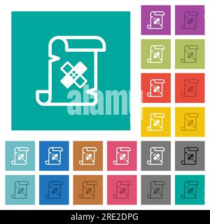 Skript-Patch mehrfarbige flache Symbole auf einem einfachen quadratischen Hintergrund. Enthält weiße und dunklere Symbolvarianten für Mouseover oder aktive Effekte. Stock Vektor