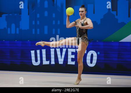 Mailand, Italien. 23. Juli 2023. Kolossov Margarita (GER) während der FIG-Weltmeisterschaft 2023 Mailand im Mediolanum Forum, Mailand. Kredit: SOPA Images Limited/Alamy Live News Stockfoto