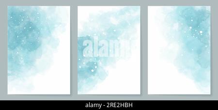 Aquarelle mit blauen Tintenspritzern. Stock Vektor