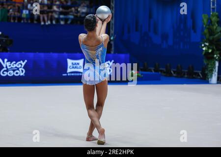 Mailand, Italien. 23. Juli 2023. Raffaeli Sofia (ITA) während der FIG-Weltmeisterschaft 2023 Mailand im Mediolanum Forum, Mailand. (Foto: Fabrizio Carabelli/SOPA Images/Sipa USA) Guthaben: SIPA USA/Alamy Live News Stockfoto