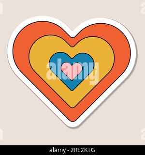 Retro, Vintage sticker.bright groovy Print 70s Stock Vektor