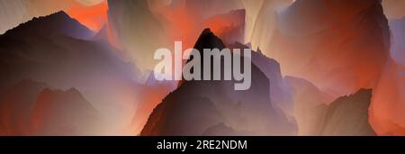 Magische Welt. Farbenfroher abstrakter Fantasiehintergrund, surreale Traumlandschaft. 3D Abbildung. Stockfoto