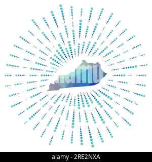 Die Form von Kentucky, polygonaler Sonnenschein. Karte des US-Bundesstaates mit bunten Sternrochen. Kentucky Illustration in Digital, Technologie, Internet, Network st Stock Vektor