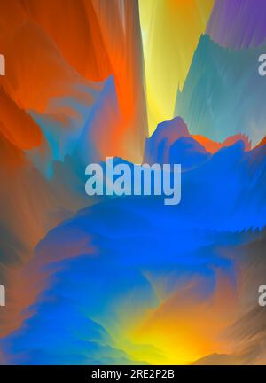 Magische Welt. Farbenfroher abstrakter Fantasiehintergrund, surreale Traumlandschaft. 3D Abbildung. Stockfoto