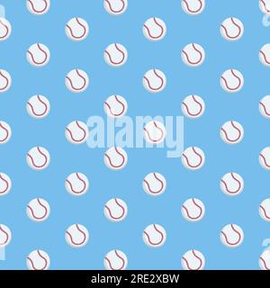 Blaues Und Weißes Sportmuster Mit Baseball. Vektordarstellung In Flacher Form Stock Vektor