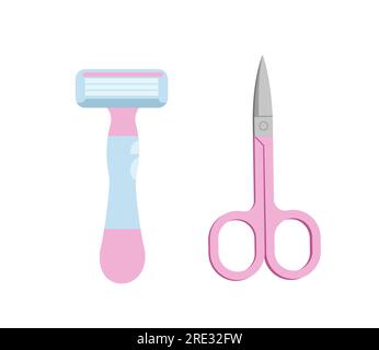 Körperhygieneschere und Rasiervektorkonzept Stock Vektor