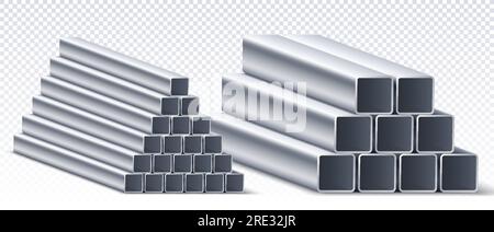 Quadratische Metallrohre im Copy-Space-Vektorkonzept Stock Vektor