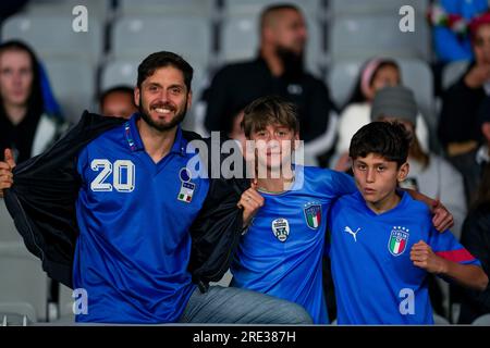 Auckland, Neuseeland, Juli 24. 2023: Italienische Fans beim FIFA Womens World Cup 2023 Group G Fußballspiel zwischen Italien und Argentinien im Eden Park in Auckland, Neuseeland. (Daniela Porcelli/SPP) Stockfoto