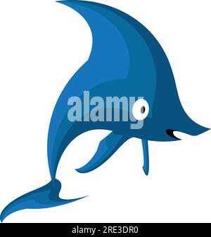 Ein blauer Karikaturfisch Stock Vektor