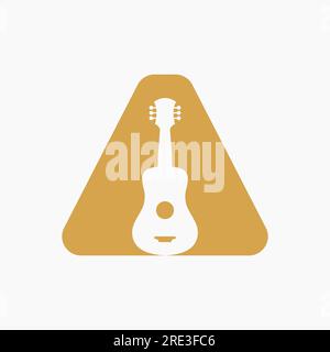 Logo mit Buchstabe „A Gitarre“. Gitarrenlogo Mit Gitarrensymbol. Festival- und Musiksymbol Stock Vektor