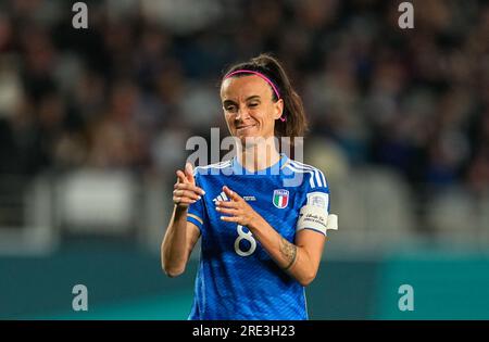Juli 24 2023: Barbara Bonansea (Italien) Gesten während eines 2023-Spiels der Gruppe G – FIFA Women's World Cup Australien & Neuseeland, Italien gegen Argentinien, im Eden Park, Auckland, Neuseeland. Kim Price/CSM Stockfoto