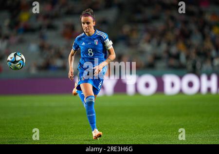 Juli 24 2023: Barbara Bonansea (Italien) kontrolliert den Ball während eines 2023-Spiels der Gruppe G – FIFA Women's World Cup Australien & Neuseeland, Italien gegen Argentinien, im Eden Park, Auckland, Neuseeland. Kim Price/CSM Stockfoto