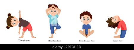 Darstellung von Männern und Frauen, die Yoga-Posen-Übungen machen Stock Vektor