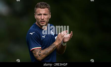 Ciro Immobile der SS Lazio Gesten während des vorsaisonfreundlichen Fußballspiels zwischen SS Lazio und US Triestina. Stockfoto