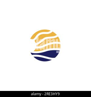 Logo „Sunset Beach“. Abstraktes Logo am Strand Stock Vektor
