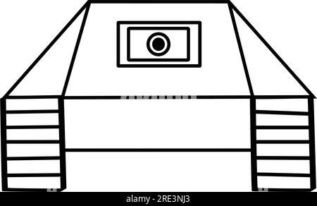 Vorderansicht eines Panzerzerstörers aus der Zeit des Zweiten Weltkriegs in Linienkunst Stock Vektor