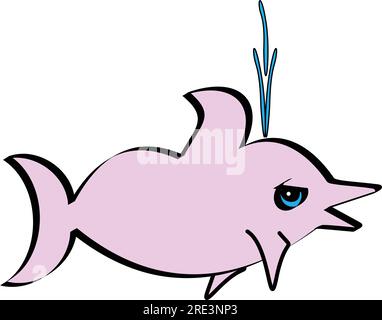Eine Karikaturillustration eines rosa Delfins Stock Vektor