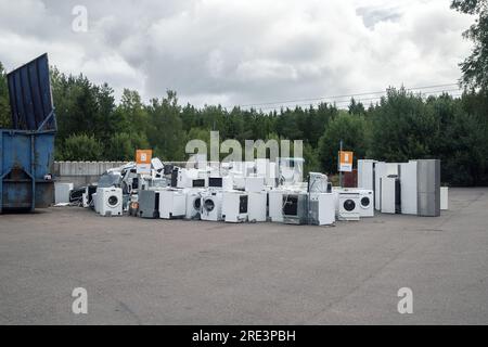 Geräte in Einem Recycling-Zentrum in Flen, schweden Stockfoto