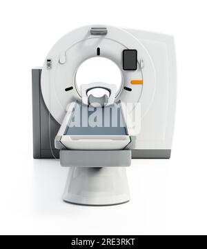 Generischer, brandloser MRT-Scanner isoliert auf weißem Hintergrund. 3D Abbildung. Stockfoto