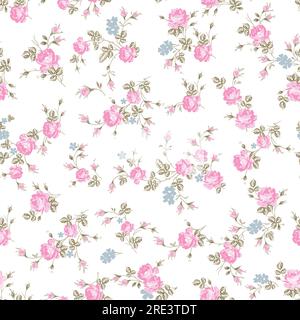 Nahtlose Aquarell-Blumenmuster mit leichtem Hintergrund für Textildrucke. Stock Vektor