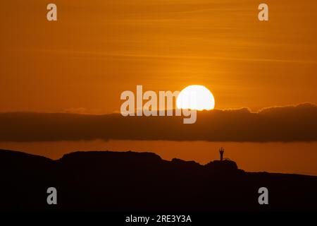 Sonnenuntergang hinter Ilheu du Djeu, Boa Vista Island, Kap Verde Stockfoto