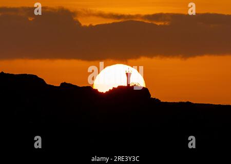 Sonnenuntergang über dem Leuchtturm Stockfoto