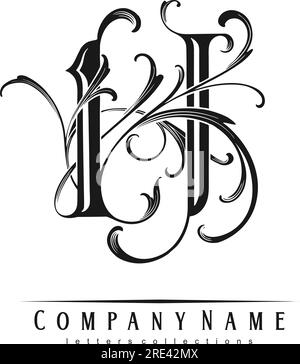 Modernes Design mit Blumendesign, Vintage H-Buchstabe, Monogramm-Logo, einfarbigen Vektorabbildungen für Ihr Arbeitslogo, Merchandise-T-Shirt, Aufkleber und Etikettendesigns Stock Vektor