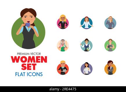 Frauen-Icons-Set Stock Vektor