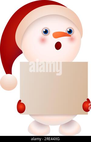 Überraschter Schneemann mit Bannervektordarstellung Stock Vektor