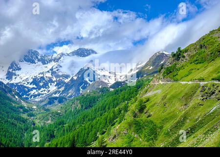 Berglandschaft im Passeier-Tal über Rabenstein, Moos in Passeier, Südtirol, Italien. Stockfoto