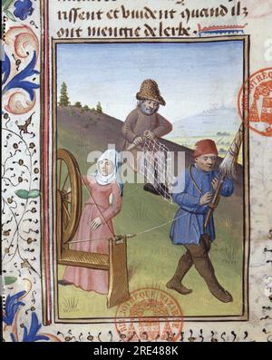 Zubereitung des Filets pour la chasse - in 'Livre de Chasse de Gaston Phoebus, Comte de Foix, Seigneur de Bearn', XIVeme siecle - Bibliotheque Mazarine - Paris - Frankreich Stockfoto