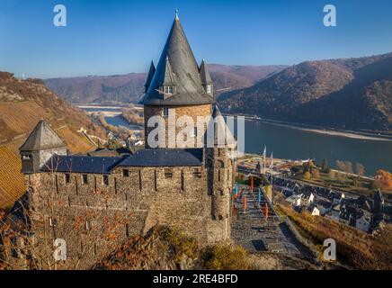 Geografie / Reise, Deutschland, Rheinland-Pfalz, Bacharach, Stahleck Castle oberhalb von Bacharach, ADDITIONAL-RIGHTS-CLEARANCE-INFO-NOT-AVAILABLE Stockfoto
